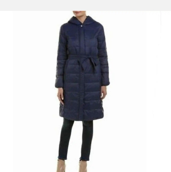 Cole Haan M long navy belted puffer - Picture 4 of 4